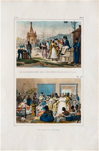 Les rafraichissemens de l´après dîner sur la place du palais - Une visite a la campagne, da Coleção Brasiliana Iconográfica