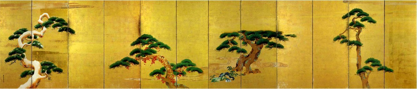 Les quatre saisons de pins par le peintre japonais Kanō Tannyū