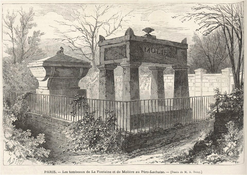 Les tombeaux de La Fontaine et de Molière au Père-Lachaise, de Deroy