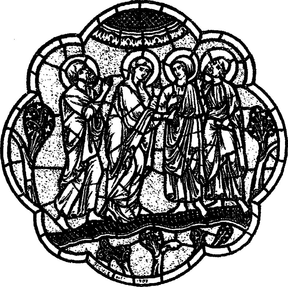 Les vitraux du Moyen âge et de la Renaissance dans la région lyonnaise - 042 - Cathédrale, vierge et apôtres à l'Ascension