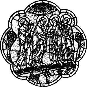 Les vitraux du Moyen âge et de la Renaissance dans la région lyonnaise - 042 - Cathédrale, vierge et apôtres à l'Ascension