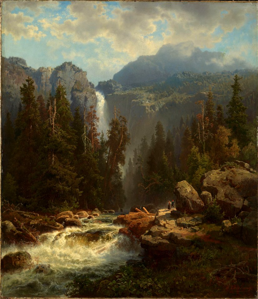 August Wilhelm Leu - Norwegian Landscape with a Waterfall - NG.M.00190 ...