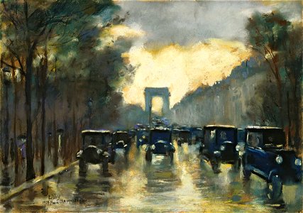 Lesser Ury Champs-Elysees mit Arc de Triomphe 1928