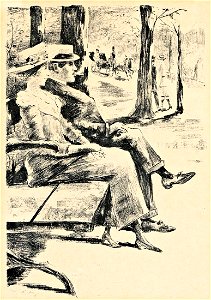 Lesser Ury Dame und rauchender Herr auf einer Bank im Tiergarten c1920
