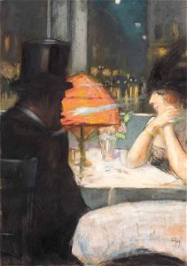 Lesser Ury - Dame und Herr im Restaurant