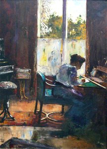 Lesser Ury Frau am Schreibtisch 1898