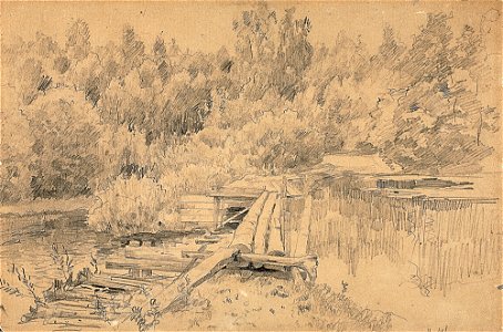 Levitan By the pool pencil study