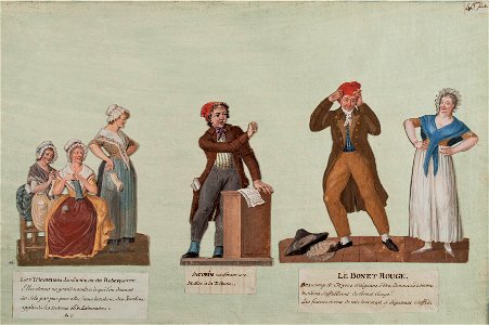 Lesueur - Tricoteuses, jacobin vociférant, bonnet rouge. Free illustration for personal and commercial use.