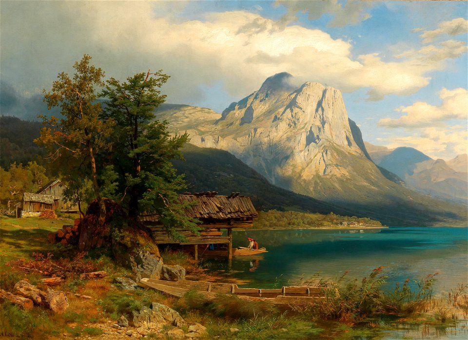 August Wilhelm Leu - Motiv vom Grundlsee mit Backenstein