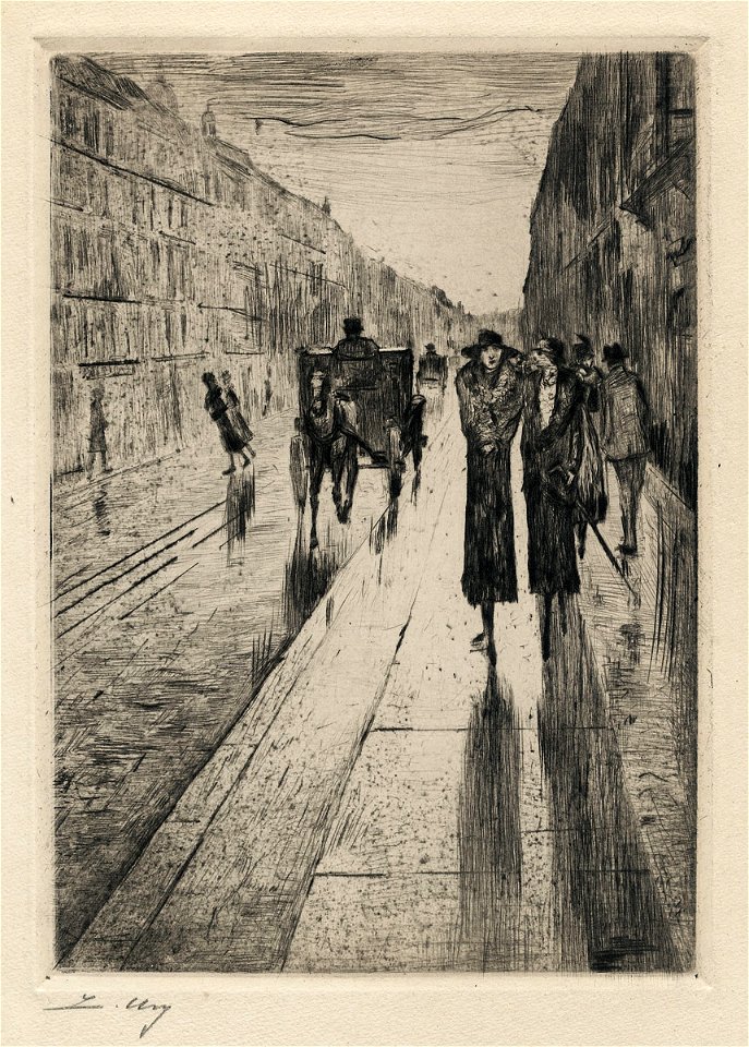 Lesser Ury Spaziergänger im Regen