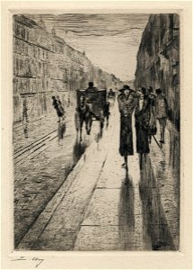 Lesser Ury Spaziergänger im Regen