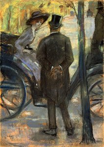 Lesser Ury Dame im Wagen