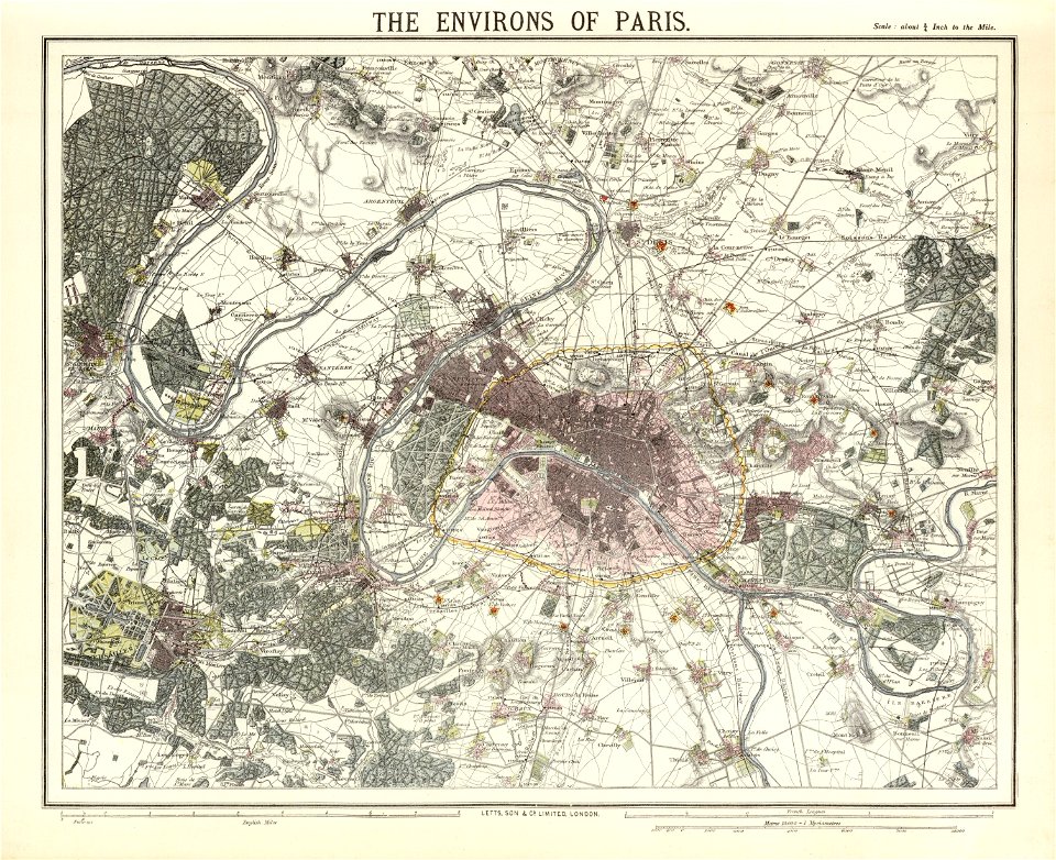 Letts, The environs of Paris, 1883 - David Rumsey