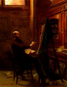 Worthington Whittredge in His Tenth Street Studio. Free illustration for personal and commercial use.