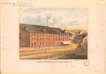 Libby Prison, Richmond, Va. - sketched by W.C. Schwartzburg, Co. A, 24th Wis. Vols. ; lith. by E. Sachse & Co. 104 S. Charles St. Baltimore. LCCN99405479