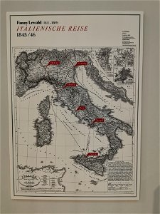 Lewald, Fanny — Besuchte Orte während der Italienreise 1845 bis 1846 (Karte). Free illustration for personal and commercial use.