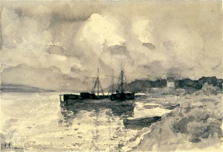 Levitan On the river study 1889. Free illustration for personal and commercial use.