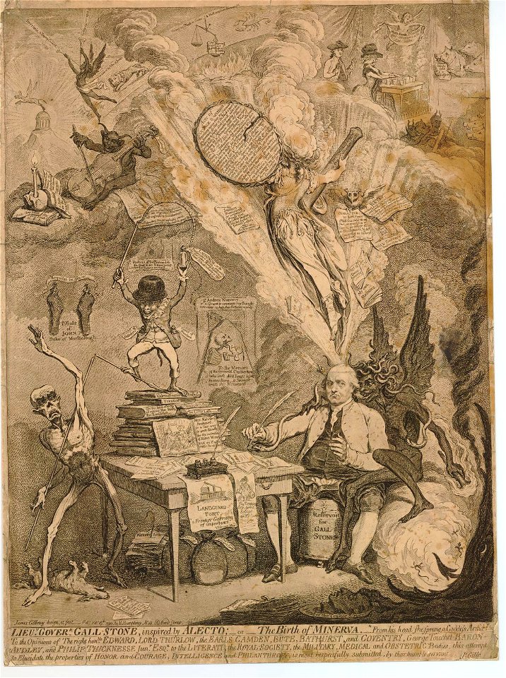 Lieut Goverr gall-stone, inspired by Alecto;-or- The birth of Minerva. (BM 1868,0808.12473)