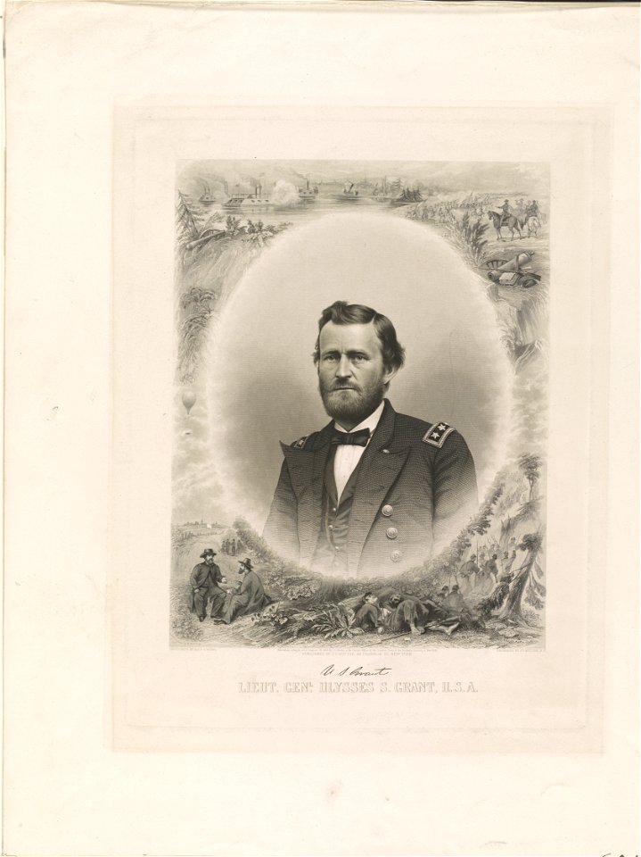 Lieut. Genl. Ulysses S. Grant, U.S.A. - border designed by W. Momberger ; photograph by Barr & Young ; engraved by J.C. Buttre, N.Y. LCCN2017648260