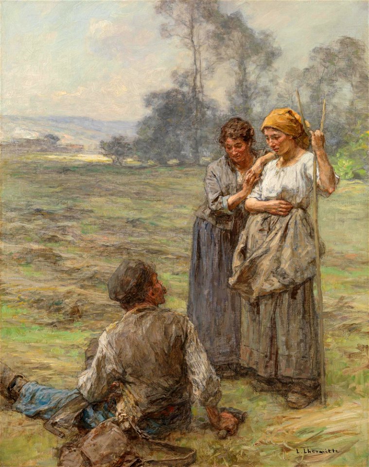 Léon Augustin Lhermitte - Foins, faucheurs et deux femmes le matin