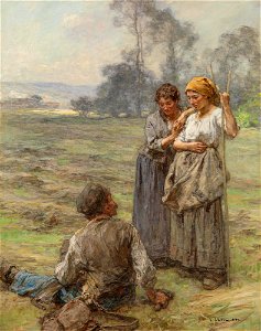 Léon Augustin Lhermitte - Foins, faucheurs et deux femmes le matin
