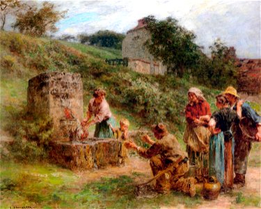 Lhermitte Leon Augustin A la fontaine c1914 Oil On Canvas