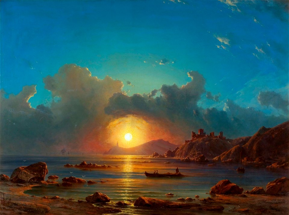 Georg Emil Libert - Sunset on a Bay, with Castle Ruins (Victoria and ...