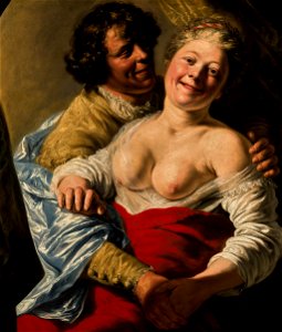 PaintingJanLievensYouthEmbracingAYoungWomanCirca1627to1628