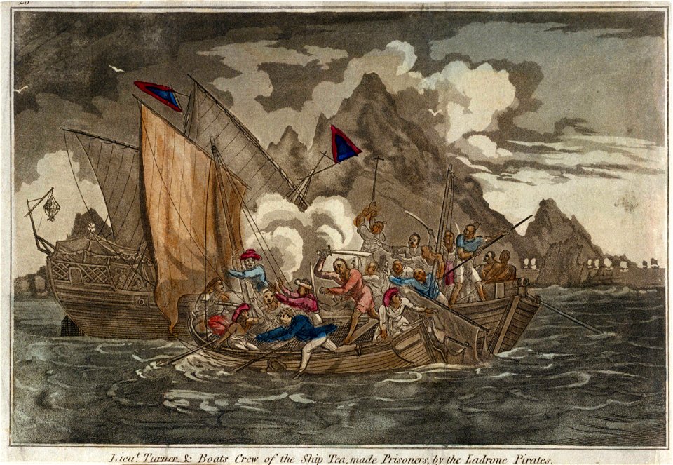 Lieut Turner and Boats Crew of the Ship Tea, made Prisoners by the Ladrone Pirates RMG PU6380