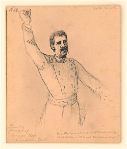 Lieutenant Colonel William G. Mank provides the eulogy at the funeral of Lieutenant Colonel Jacob Glass, Madison, Indiana, 1863 LCCN2017646867