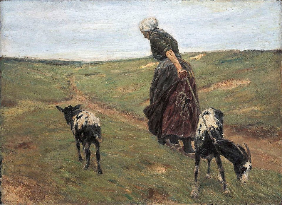 Max Liebermann - Frau mit Geißen in den Dünen (1890)
