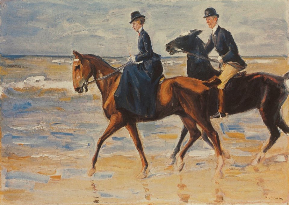Max Liebermann - Reiter und Reiterin am Strand (1903)