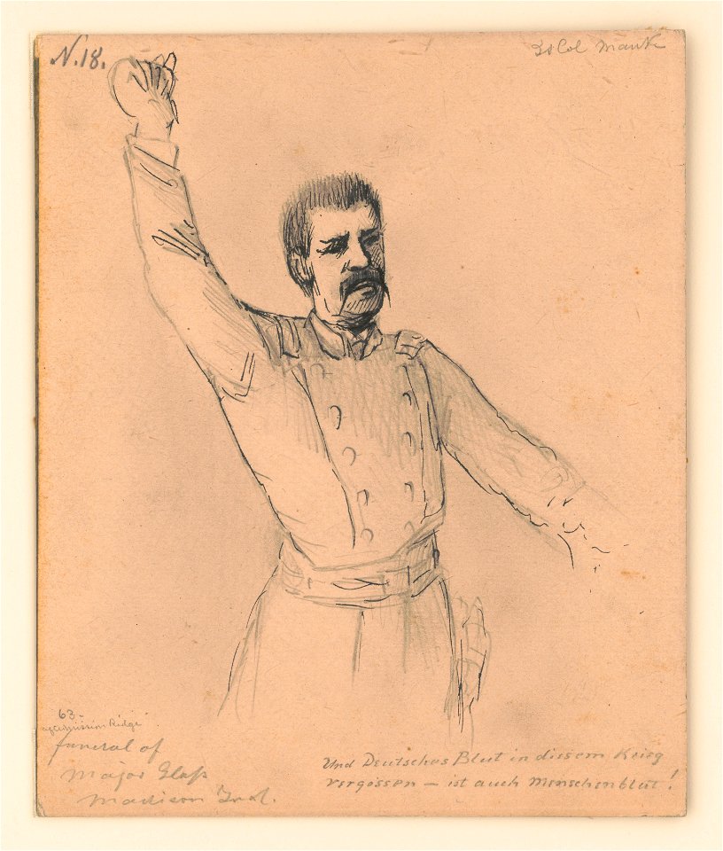 Lieutenant Colonel William G. Mank provides the eulogy at the funeral of Lieutenant Colonel Jacob Glass, Madison, Indiana, 1863 LCCN2017646867