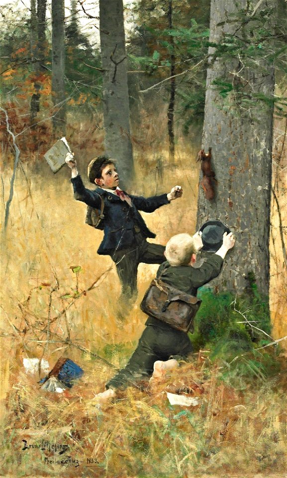 Bruno Liljefors - Pojkar på väg från Skolan (1883)