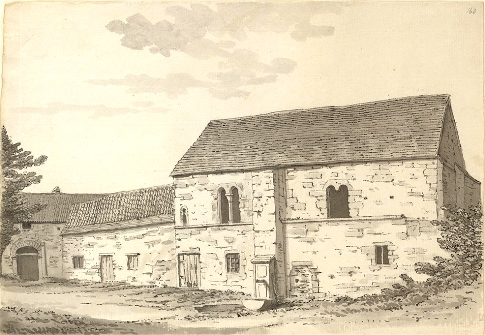 Lincoln courtyard of the old house near St Peter's by Samuel Hieronymus Grimm 1784