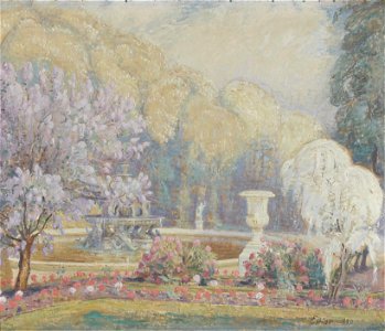 Lili Elbe - Parti fra en park med springvand - 1920