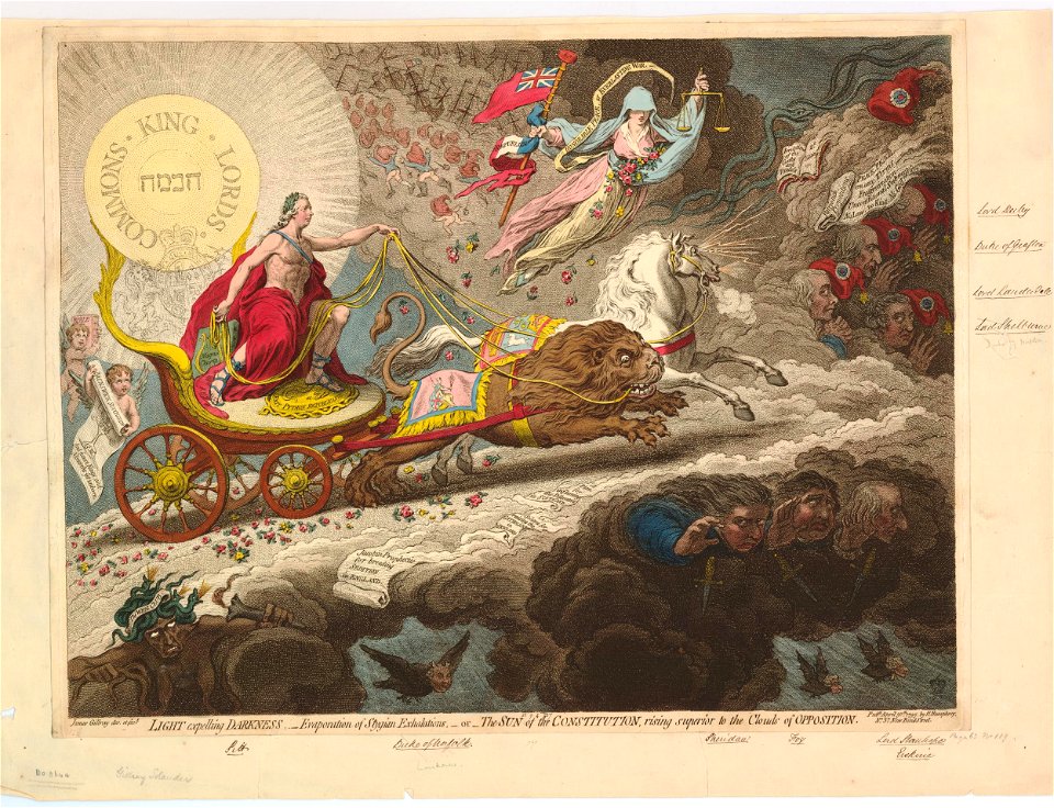 Light Expelling darkness, - evaporation of Stygian exhalations,-or- The sun of the constitution, rising superior to the clouds of opposition. (BM 1851,0901.727)