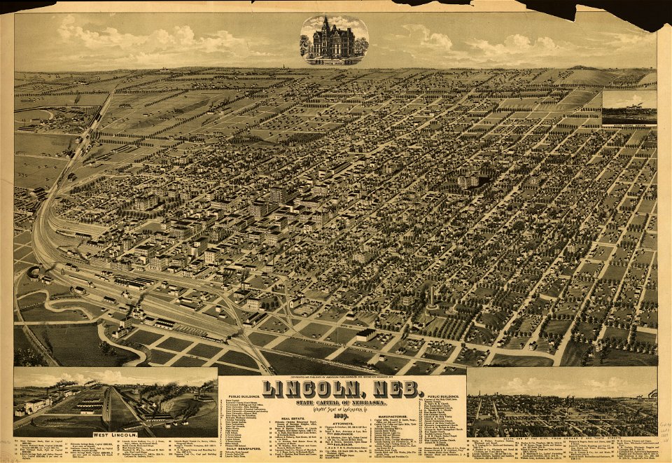 Lincoln, Neb., State capitol of Nebraska, county seat of Lancaster Co. 1889. LOC 75694676