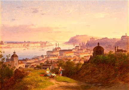 Ligeti Antal - 1870 körül - Pest-Buda látképe a Rózsadombról