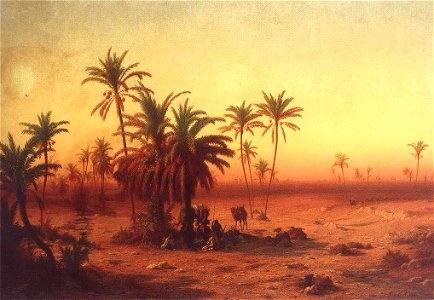 Ligeti, Antal - Oasis in the Desert (1862). Free illustration for personal and commercial use.