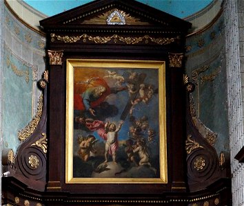 Lille Eté2016 Eglise StAndré, L'Enfant Jésus tendant les bras à la croix