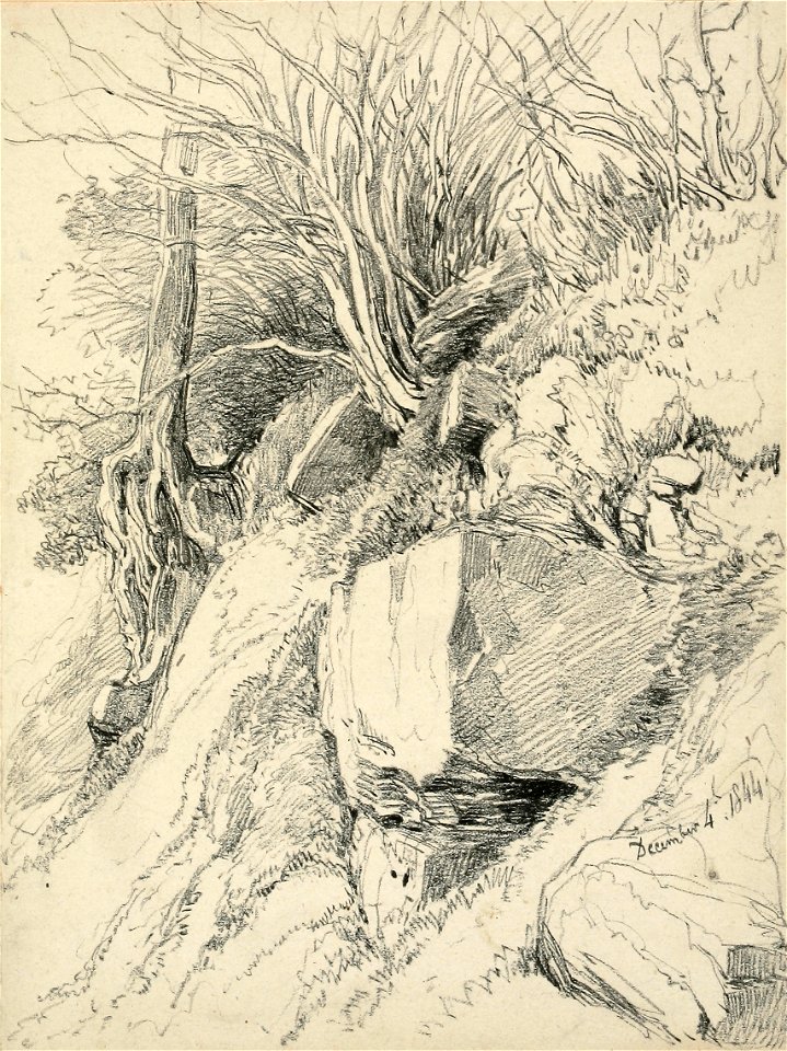 Lines family sketchbook - Disc1 037 - Steep Bank, Rocks and Trees
