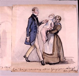 Lille Fritz gör bekantskap med en björnjägare Lloyd. Fritz von Dardel, 1843 - Nordiska Museet - NMA.0043701