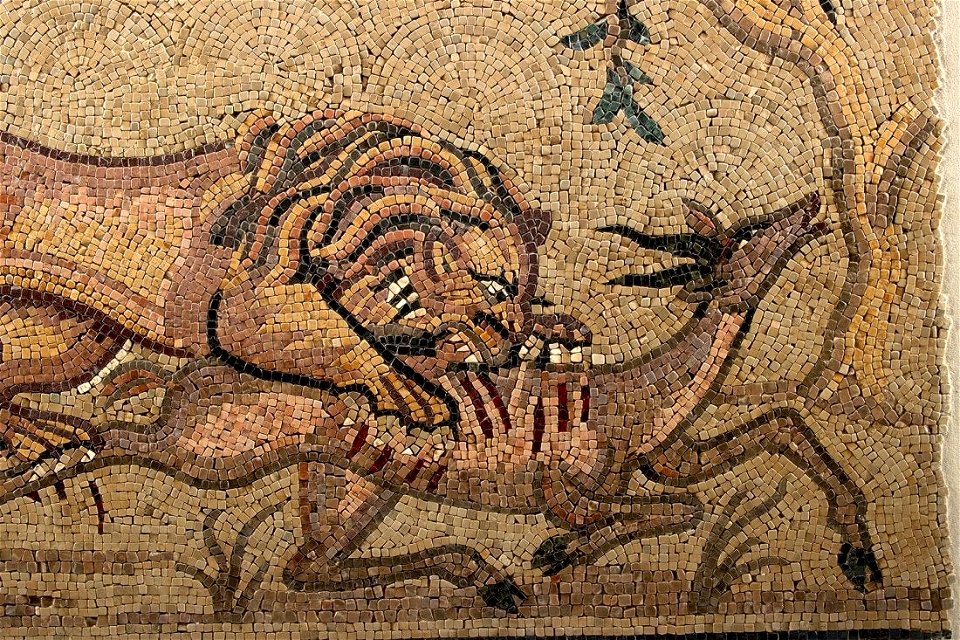 Lion and Prey, Roman Stone Mosaic from the Levant