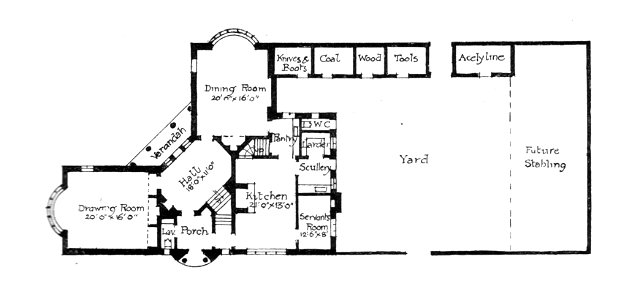 Limpsfield, floorplan, fig 27 (Modern Homes, 1909). Free illustration for personal and commercial use.