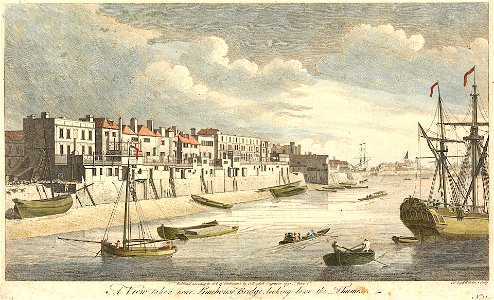 Limehouse in 1750. Free illustration for personal and commercial use.