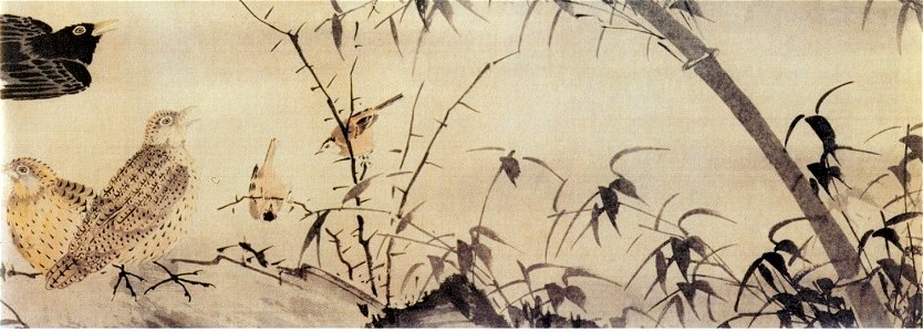Lin Liang. Birds in Bushes. 34x1211,2cm.Section of a handscroll. Palace Museum, Beijing 2