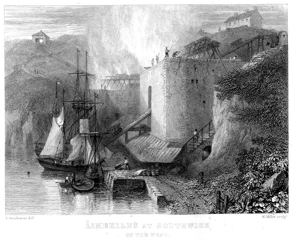 Limekilns at Southwick on the Wear engraving by William Miller after Edward Swinburne