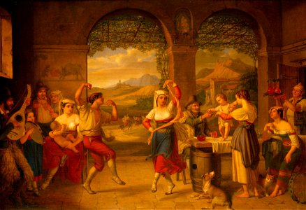 Dietrich Wilhelm Lindau - Saltarello in einer römischen Osteria (1827)