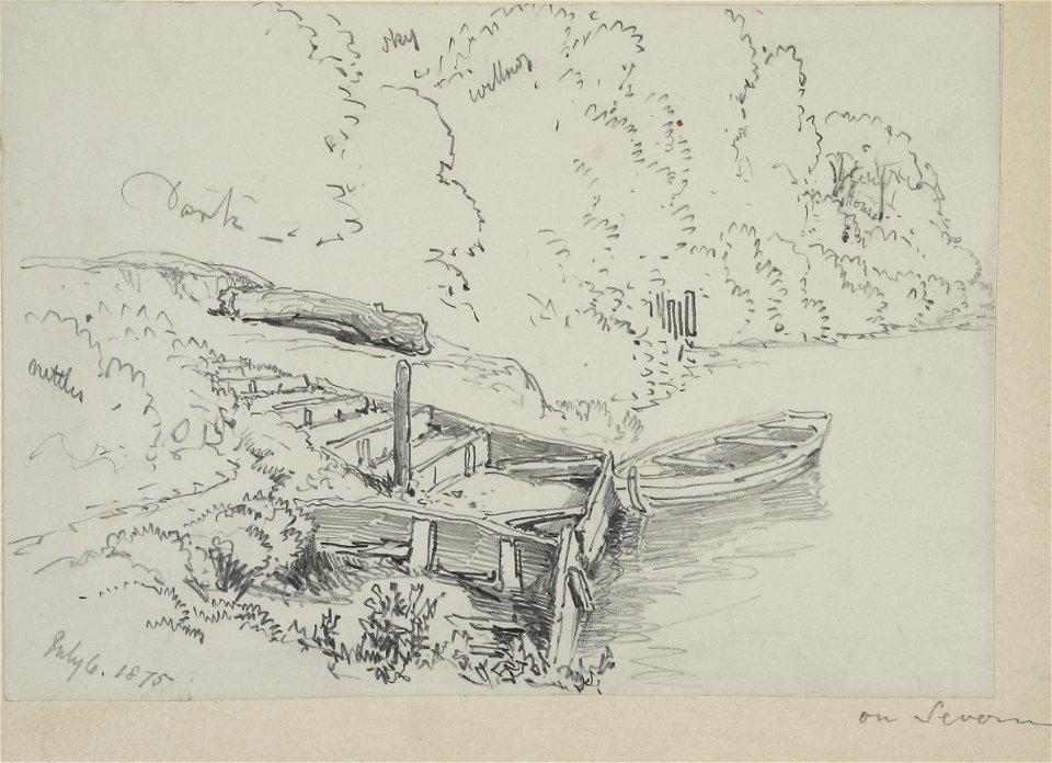 Lines family sketchbook - (jetty and boat) on Severn 019